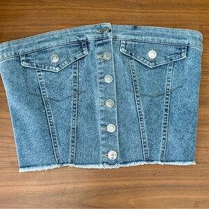 Timing Blue Denim Crop Top